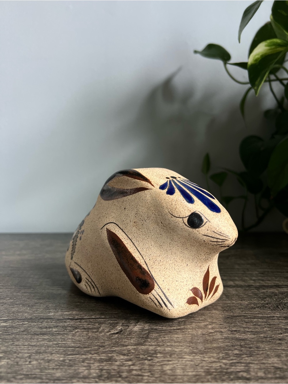 Vintage Hand-painted Ceramic Tonala Rabbit from Mexico